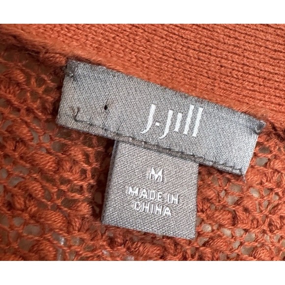 J.‎ Jill Orange 3 Button Cardigan Sweater Wool Cotton Blend Longer Length Sz M - Picture 2 of 6
